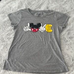 Disney Gray Tee with Mickey Mouse Love Design